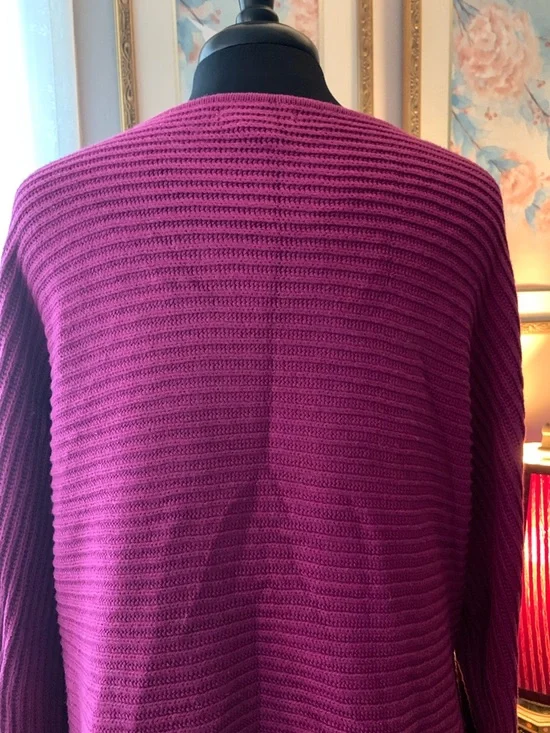 Rachel Zoe Magenta Off-the-Shoulder Hi Low Pullover Sweater - Picture 5 of 8